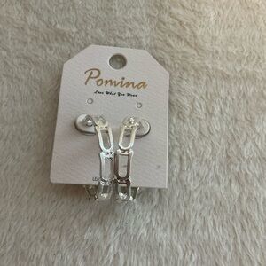 Pomina Silver Link Hoop Earrings